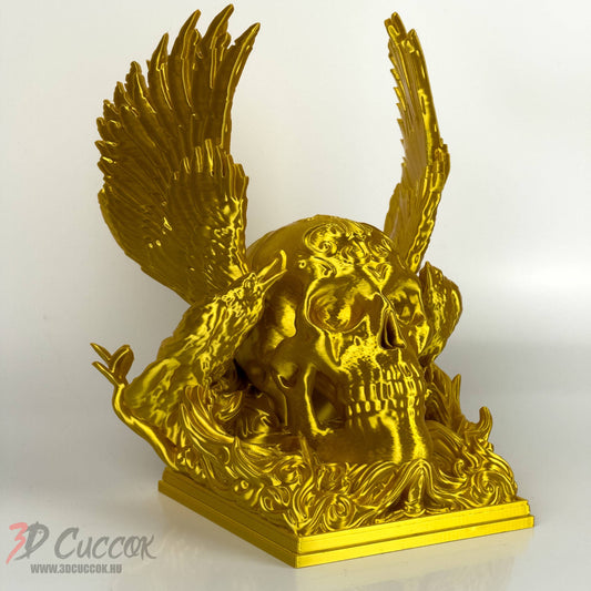 Szárnyas Koponya szobor varjúkkal